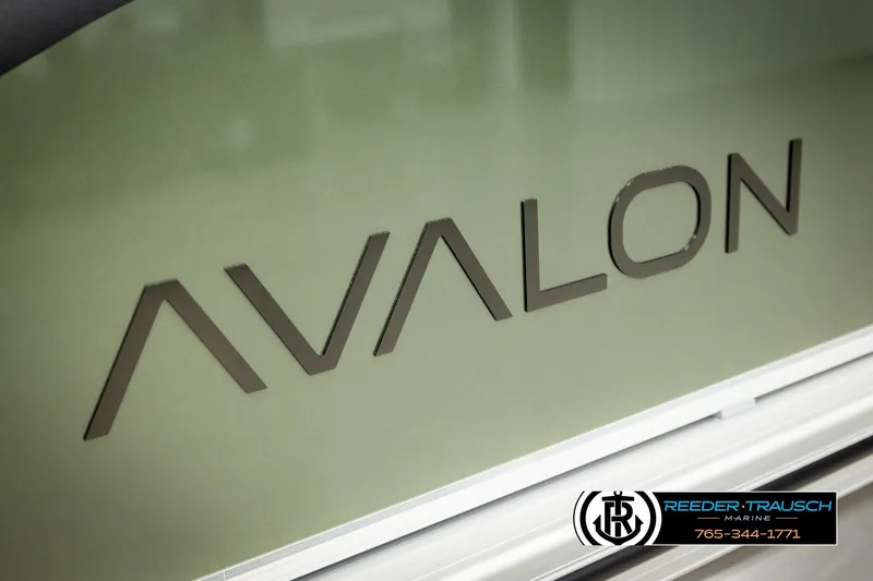 Slide: The Image of 2026 Avalon VEN CRB logo on a sleek surface, Reeder-Trausch Marine branding visible. - 45