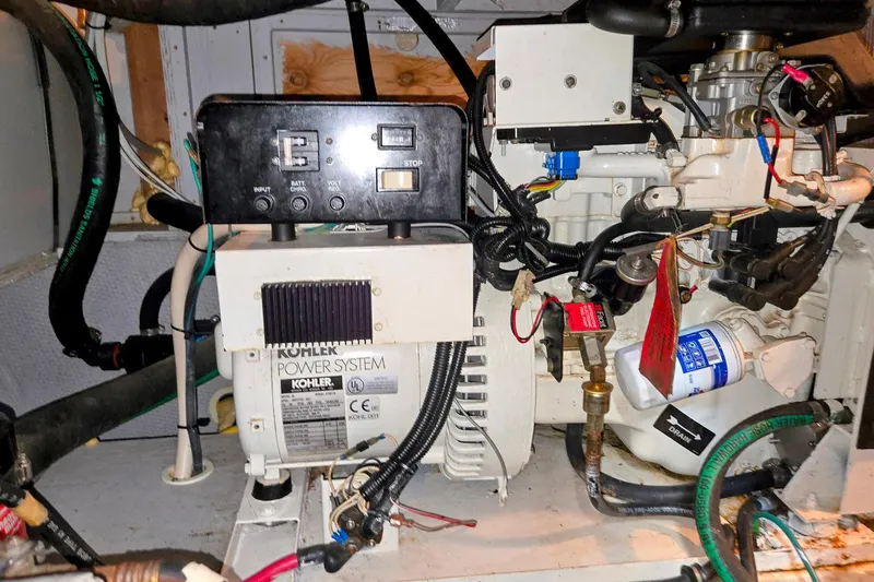 Slide: The Image of Engine room of a 2003 Silverton 392 Motor Yacht with Kohler power system. - 37