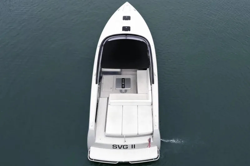 Slide: The Image of 2016 VanDutch CRUISER yacht on calm water, aerial view. - 3
