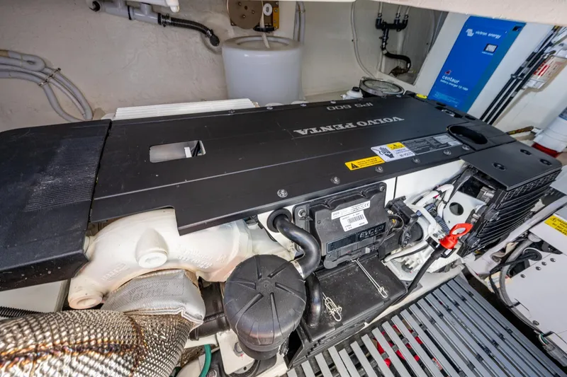 Slide: The Image of Engine room of 2020 Tiara Yachts C44 Coupe featuring Volvo Penta engine. - 42