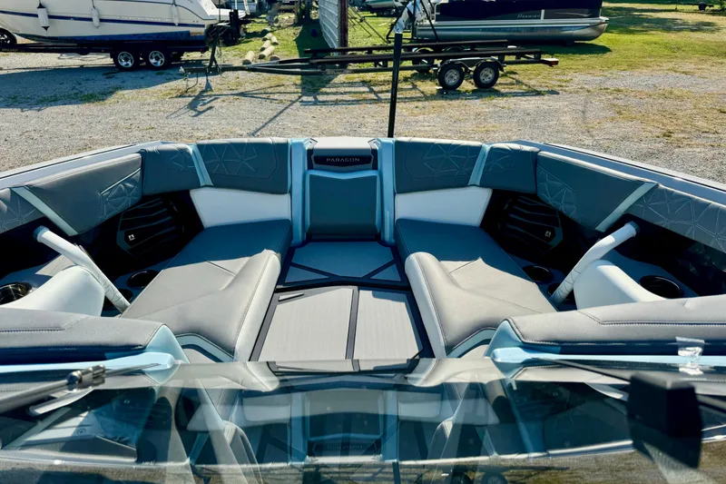 Slide: The Image of 2026 Nautique Super Air Nautique G23 Paragon boat interior with luxurious seating. - 15
