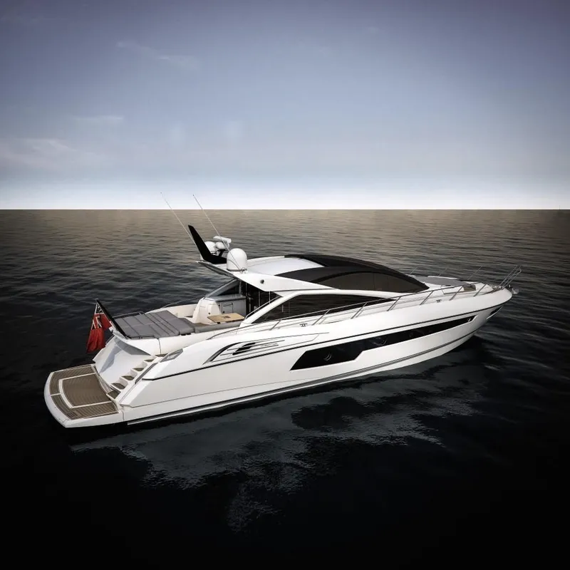 Slide: The Image of 2014 Sunseeker Predator 68 yacht on calm ocean waters. - 2