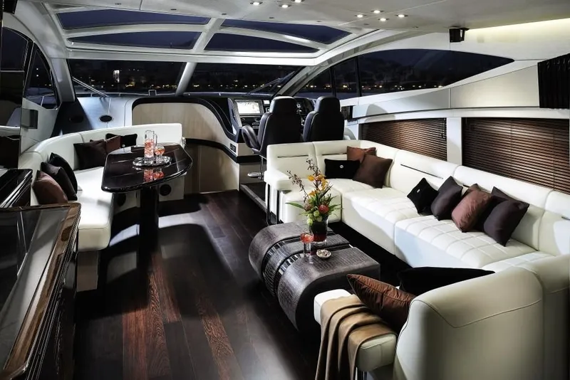 Slide: The Image of Luxurious interior of 2014 Sunseeker Predator 68 yacht with elegant seating and modern design. - 6