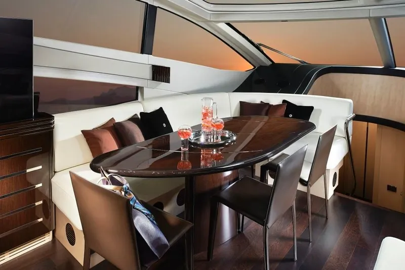 Slide: The Image of Luxurious interior of 2014 Sunseeker Predator 68 yacht with elegant dining area. - 8