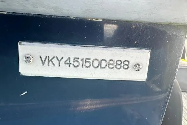 Slide: The Image of VIN plate on a 1988 Viking 45 Convertible boat, displaying serial number VKY45150D888. - 37
