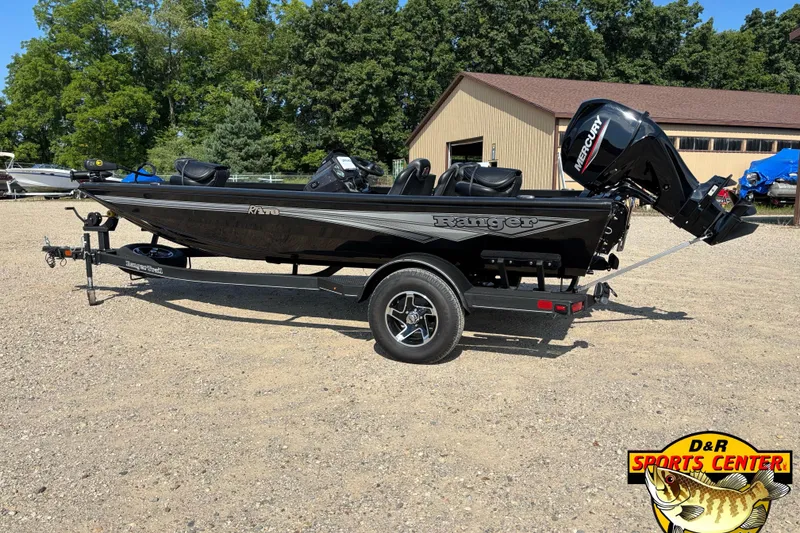 Slide: The Image of 2024 Ranger RT178 boat with Mercury engine on trailer at D&R Sports Center. - 1