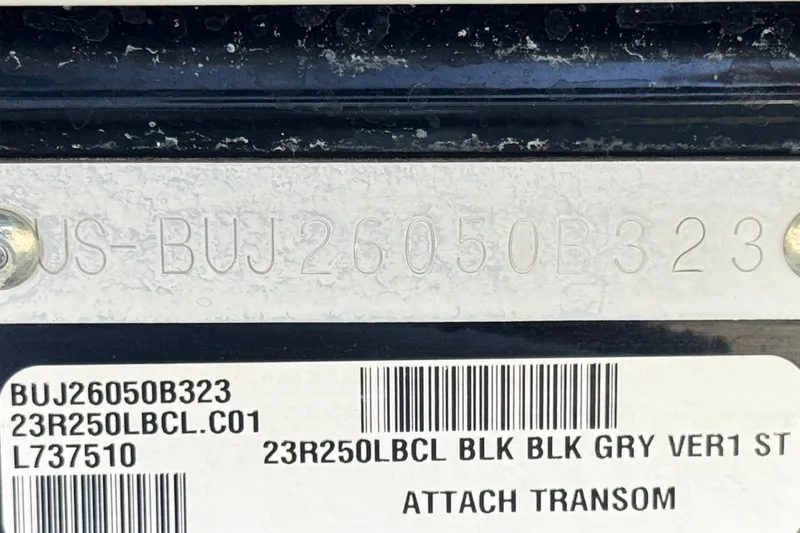 Slide: The Image of 2023 Regency 250 LE3 boat identification plate with serial and model numbers. - 28