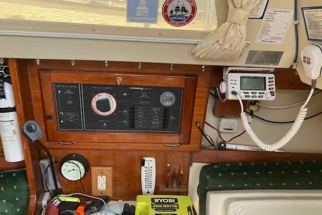 Slide: The Image of Control panel of a 1987 Catalina 30 MK II sailboat interior. - 14