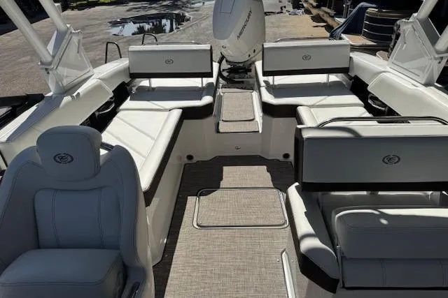 Slide: The Image of 2026 Cobalt R6 Outboard boat interior with spacious seating and modern design. - 14