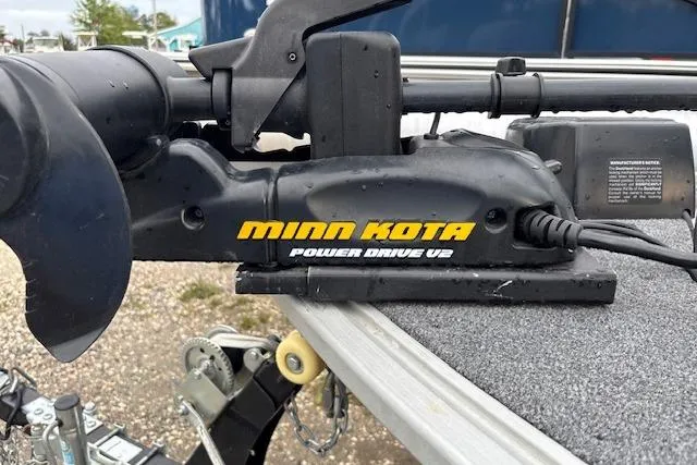 Slide: The Image of Minn Kota Power Drive V2 motor on 2014 Alumacraft Escape 165 CS boat. - 13
