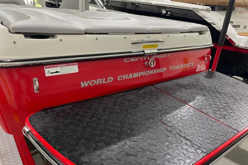 Slide: The Image of 2007 Centurion Cyclone C4 boat, red with "World Championship Towboats" branding. - 4