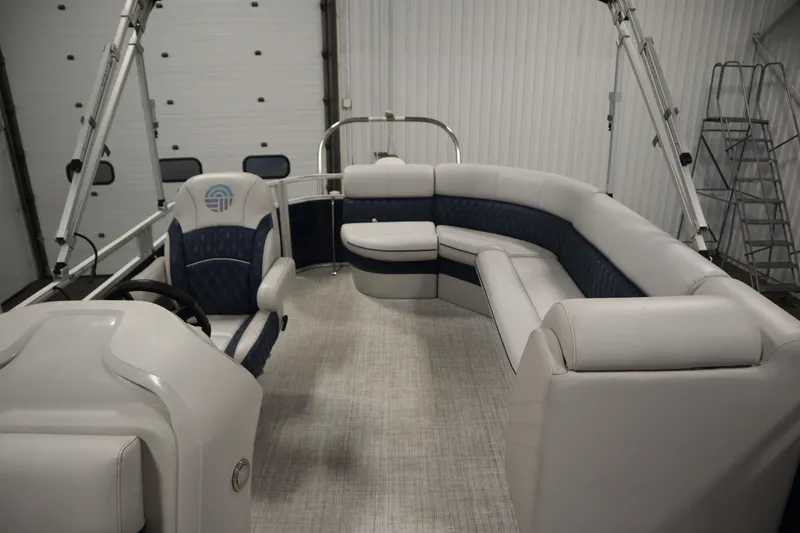 Slide: The Image of 2023 Nepallo 20 CW Pontoon interior with plush seating and modern design. - 26