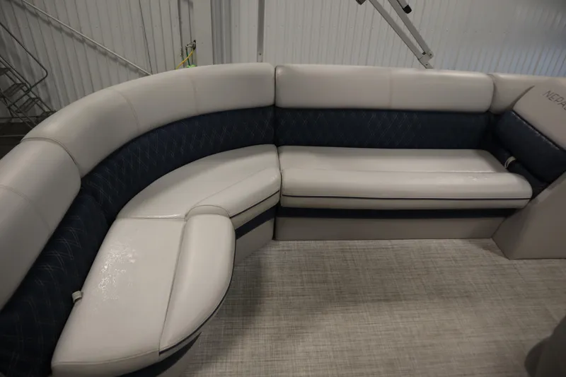 Slide: The Image of 2023 Nepallo 20 CW Pontoon interior seating with elegant upholstery design. - 27