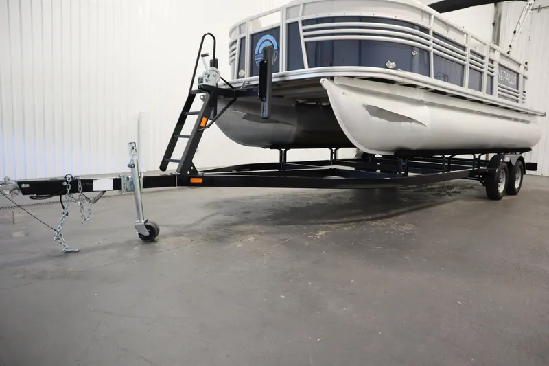 Slide: The Image of 2023 Nepallo 20 CW Pontoon on trailer in indoor setting. - 40