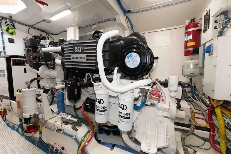 Slide: The Image of Engine room of 2009 Hatteras 60 Motor Yacht with CAT Marine Power engine. - 79