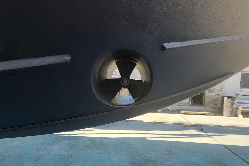 Slide: The Image of Close-up of a 2009 Hatteras 60 Motor Yacht's bow thruster. - 89