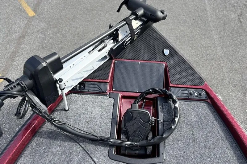 Slide: The Image of Front deck of 2026 Phoenix 721 ZXL boat with trolling motor and control panel. - 20