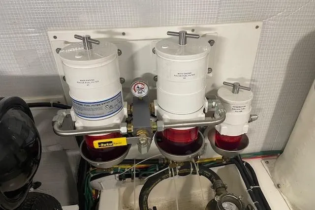 Slide: The Image of Engine room of 2018 American Tug 365 with fuel filtration system. - 52
