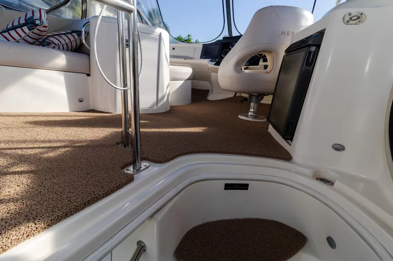 Slide: The Image of Interior of 2009 Meridian 391 Sedan yacht with seating and helm station. - 8