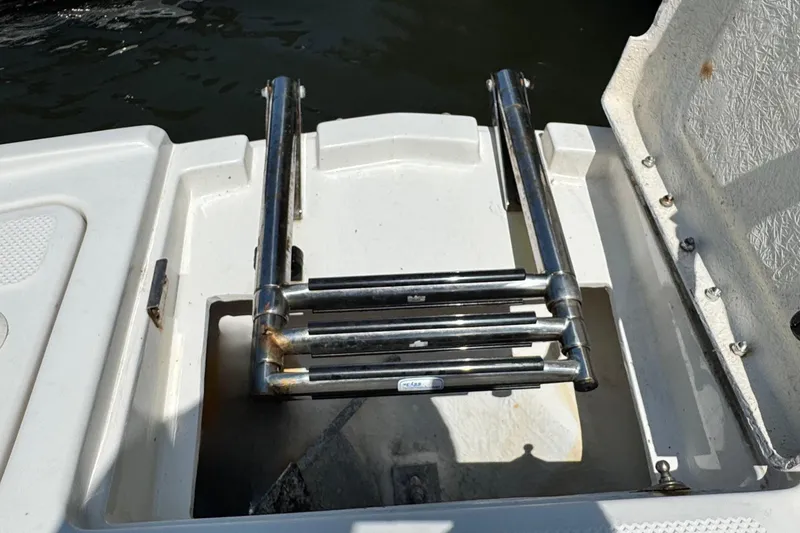 Slide: The Image of 2017 Bayliner 190 Deck Boat with stainless steel swim ladder. - 19