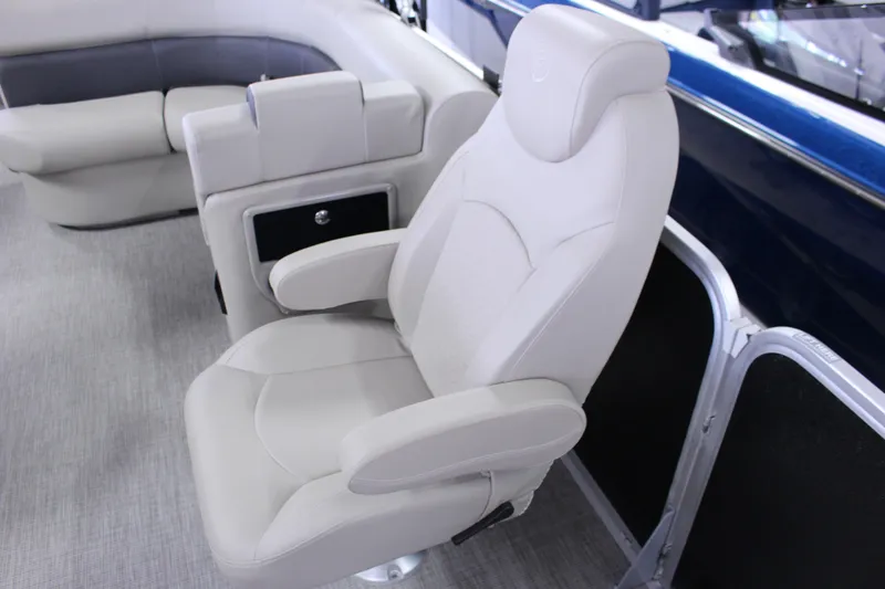 Slide: The Image of Luxury seating in 2022 Premier 230 Explorer boat interior. - 20