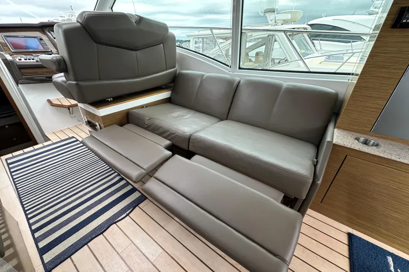Slide: The Image of Luxurious interior of 2013 Cruisers Yachts 45 Cantius with leather seating and modern design. - 22
