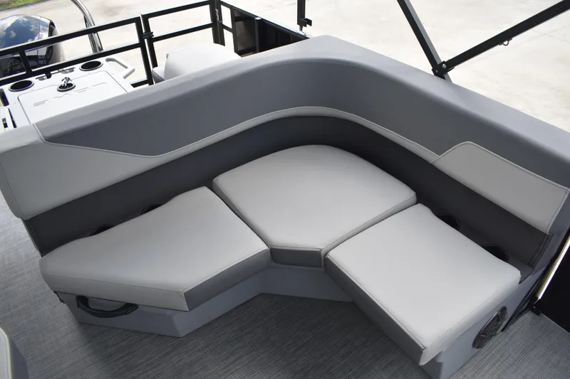 Slide: The Image of 2026 Lowe LF 232 boat interior with seat and storage compartment. - 40