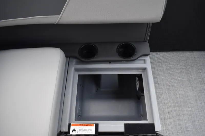 Slide: The Image of Lowe LF 232 (2026) boat console with cup holders and storage compartment. - 41