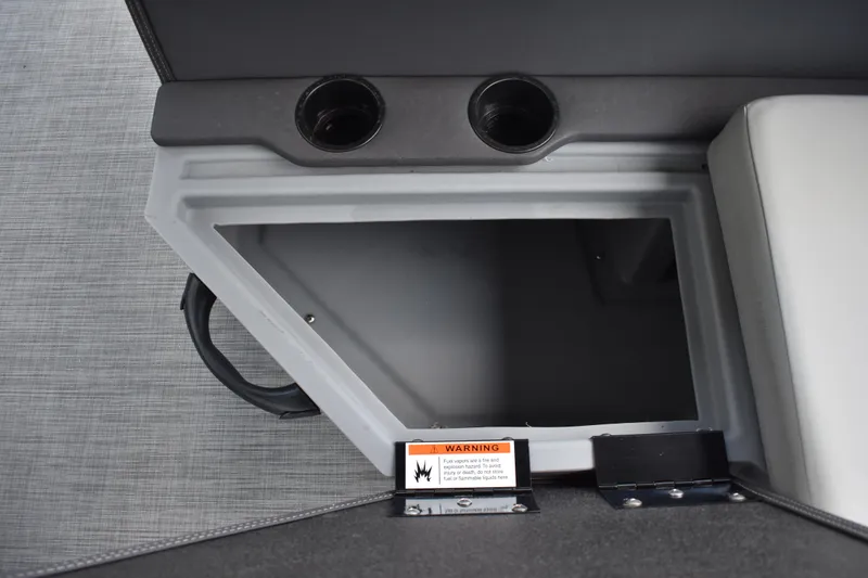 Slide: The Image of 2026 Lowe LF 232 boat interior with gray seating and console. - 43