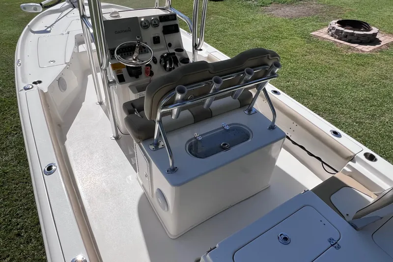 Slide: The Image of 2020 Key West 230 Bay Reef boat interior with console and seating. - 25