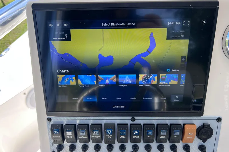 Slide: The Image of Garmin navigation display on 2020 Key West 230 Bay Reef boat dashboard. - 50