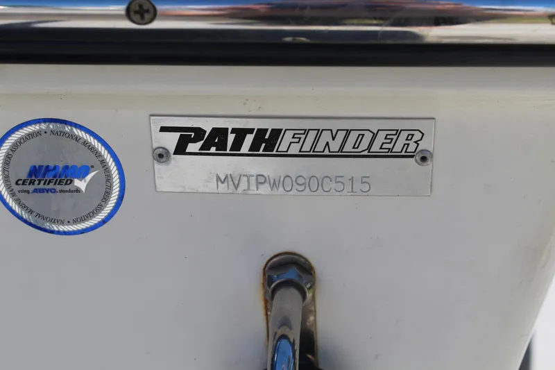 Slide: The Image of Pathfinder 2200 boat identification plate with NMMA certification, 2015 model. - 8