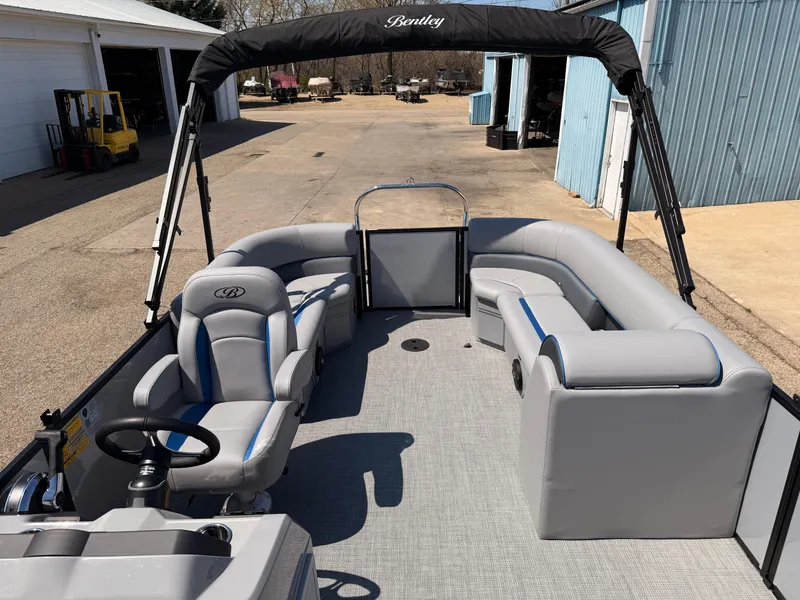 Slide: The Image of 2025 Bentley Pontoons Bolt 223 with spacious seating and sleek design. - 11