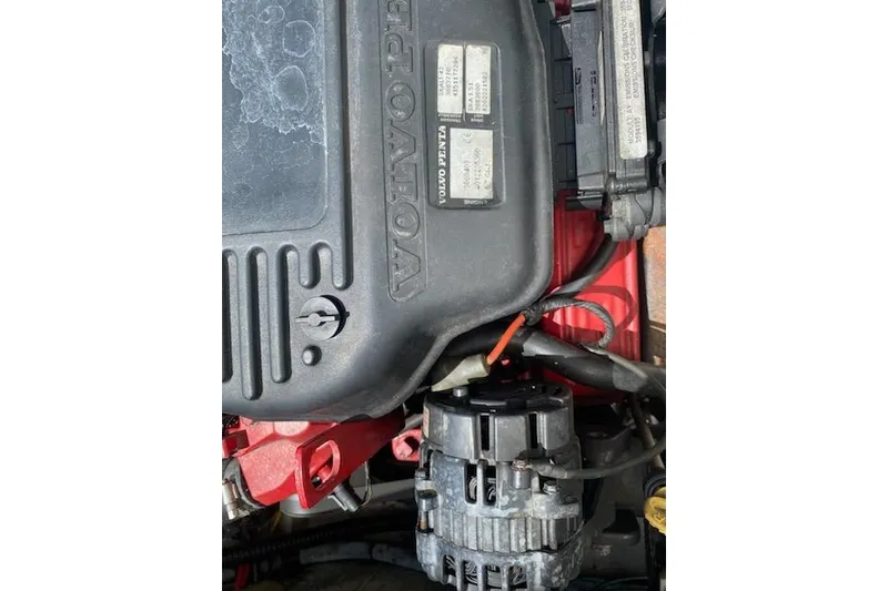 Slide: The Image of Engine compartment of a 2008 Chris-Craft Launch 25 with Volvo Penta components. - 32