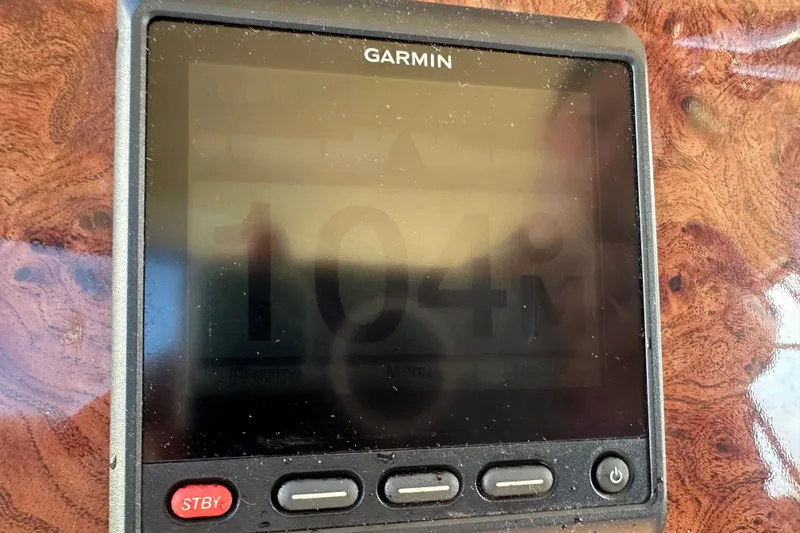 Slide: The Image of Garmin display on 1999 Silverton 442 Cockpit Motor Yacht dashboard. - 18
