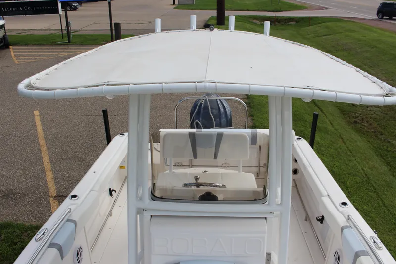 Slide: The Image of 2023 Robalo R222 Center Console boat with T-top, viewed from above. - 14