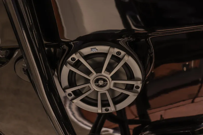 Slide: The Image of Close-up of JBL speaker on 2026 Avid 23 Fusion vehicle. - 14
