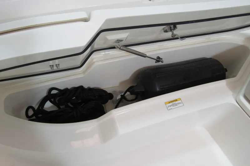 Slide: The Image of Storage compartment of 2019 Boston Whaler 270 Dauntless with ropes and fender. - 22