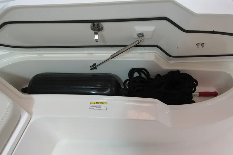 Slide: The Image of Storage compartment of 2019 Boston Whaler 270 Dauntless with rope and fender. - 23