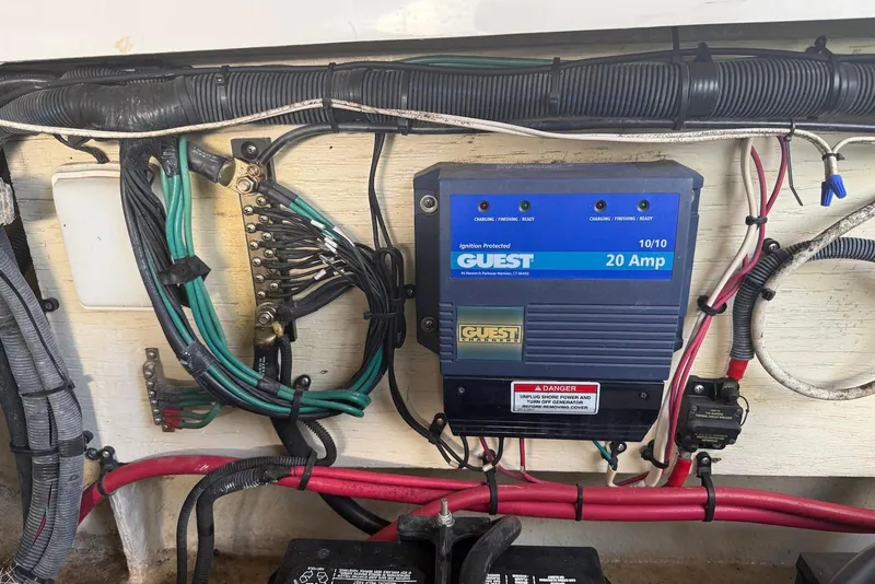 Slide: The Image of Electrical system of a 2009 Sea Ray 270 Sundancer with Guest 20 Amp charger. - 37