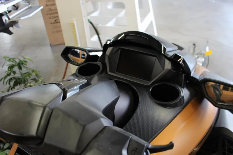 Slide: The Image of 2025 Yamaha FX Cruiser High Output dashboard with digital display and cup holders. - 9