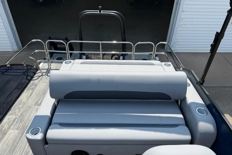 Slide: The Image of 2026 Bentley Pontoons Legacy 223 Swingback with sleek seating and modern design. - 23