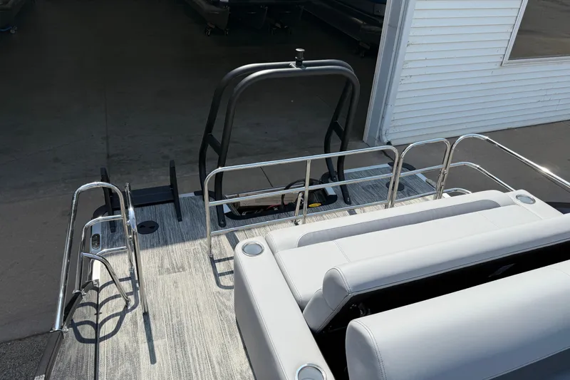 Slide: The Image of 2026 Bentley Pontoons Legacy 223 Swingback with sleek seating and modern design. - 30