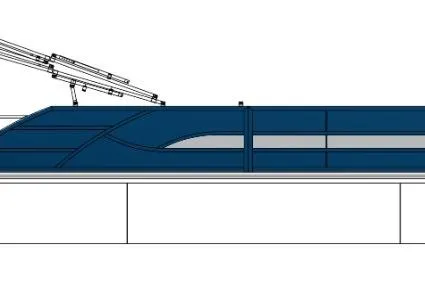 Slide: The Image of 2026 Bentley Pontoons Legacy 223 Swingback, sleek blue design, side view illustration. - 32