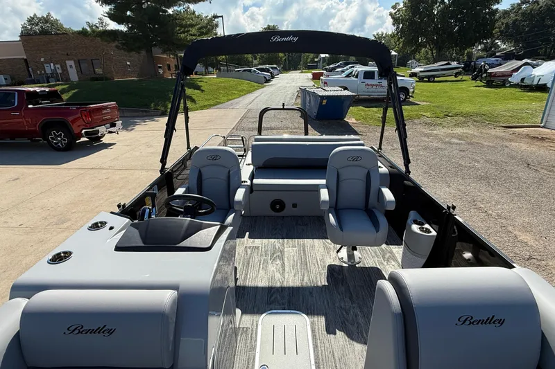 Slide: The Image of 2026 Bentley Pontoons Legacy 223 Swingback with sleek interior and comfortable seating. - 14
