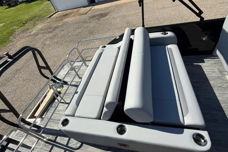 Slide: The Image of 2026 Bentley Pontoons Legacy 223 Swingback with sleek seating and modern design. - 22