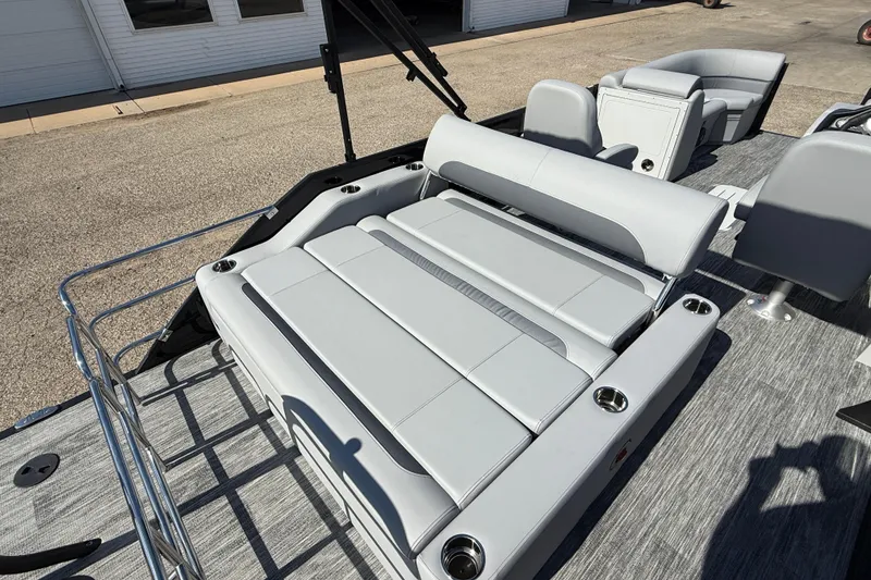 Slide: The Image of 2026 Bentley Pontoons Legacy 223 Swingback with luxurious seating and modern design. - 24