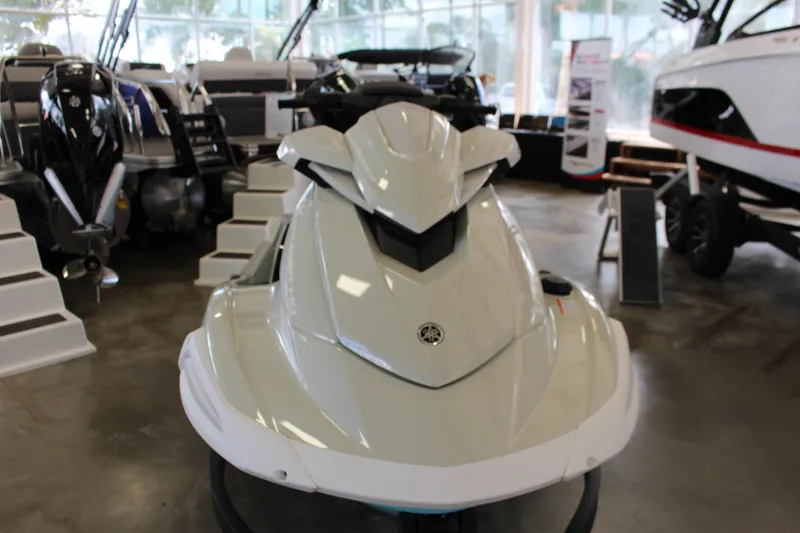 Slide: The Image of 2025 Yamaha VX Cruiser HO jet ski displayed in a showroom. - 8