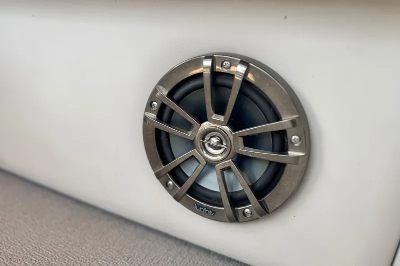 Slide: The Image of Close-up of a speaker on a 2016 Apex Qwest 7518 LS boat. - 16