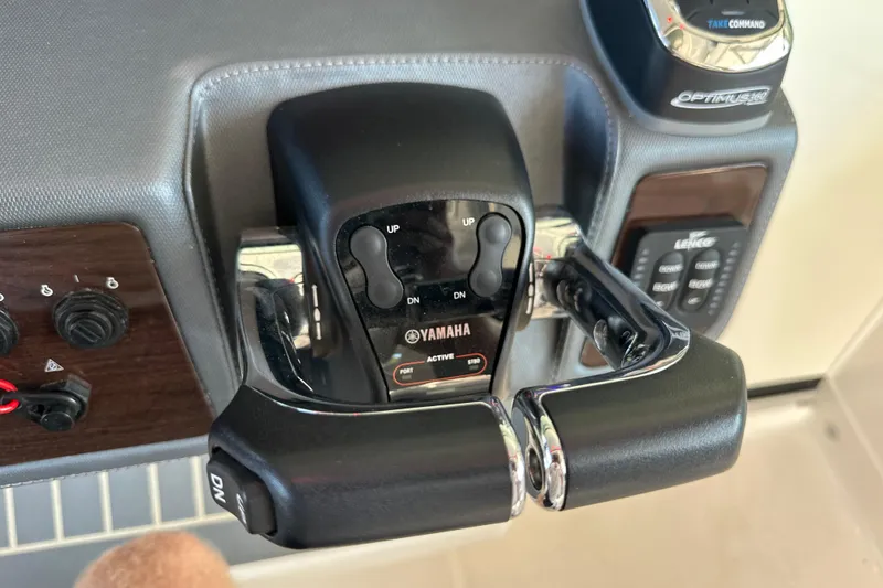 Slide: The Image of Control panel of 2020 Chaparral 300 OSX boat with Yamaha throttle system. - 74